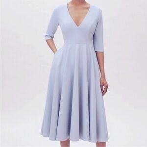Elegant Light Blue Midi Dress